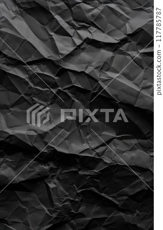 Vertical background with crumpled black paper textured surface in natural light. Generative AI 117785787