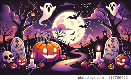 Cute Halloween pumpkin illustration 117786422