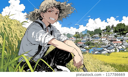 收割水稻的男人 收割水稻的男人 117786669