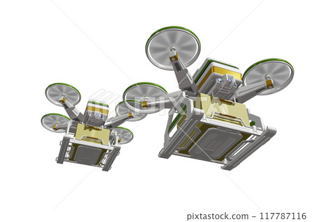 Drone delivery image (formation flight / transparent material version) Drone delivery image (formation flight / transparent material version) 117787116