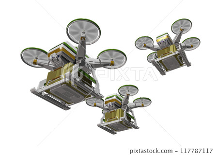 Drone delivery image (formation flight / transparent material version) Drone delivery image (formation flight / transparent material version) 117787117