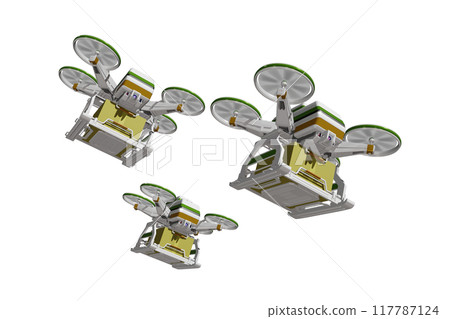 Drone delivery image (formation flight / transparent material version) 117787124