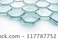 Close-up of Transparent Glass Hexagons with Light Blue Hue 117787752