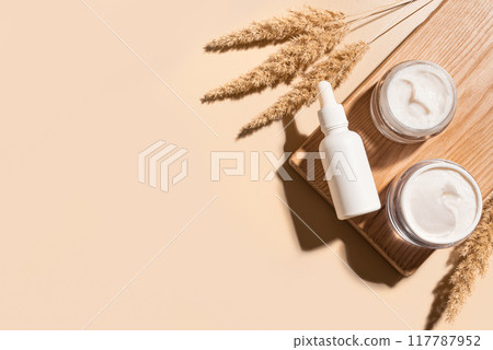 Set of cosmetic products with natural dry grass 117787952