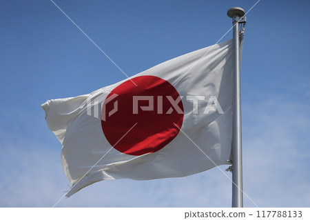 Fluttering Japanese flag 117788133