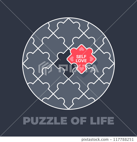 A red piece of the puzzle of life. Isolated Vector Illustration 117788251