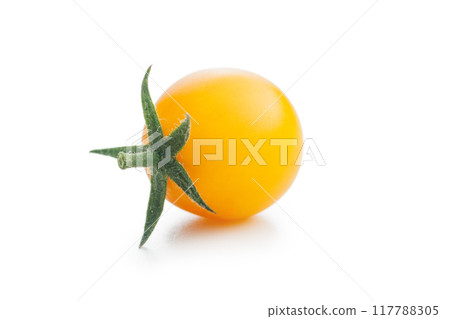 Yellow cherry tomatoes isolated on white background. Yellow cherry tomatoes isolated on white background. 117788305