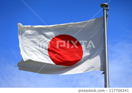 Fluttering Japanese flag 117788341