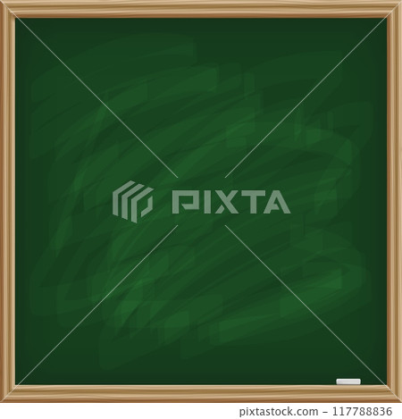 Green school board with a chalk piece. Square chalkboard isolated on white background Green school board with a chalk piece. Square chalkboard isolated on white background 117788836