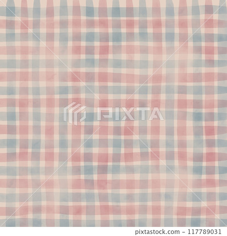 Pink Blue Beige Gingham Check Hand Drawn Background Overlay 117789031