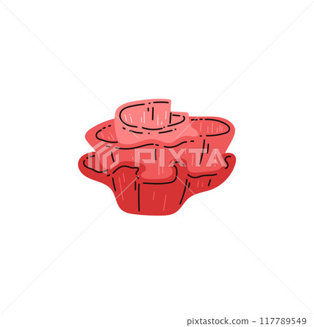 Vector icon of a pink tropical corolla forming a living ecosystem on a white background 117789549