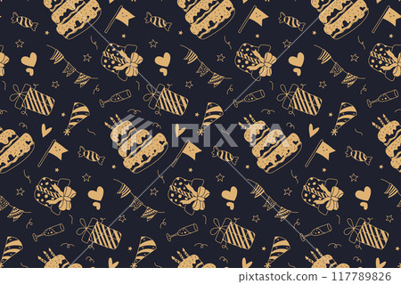 Birthday party dark seamless pattern Birthday party dark seamless pattern 117789826