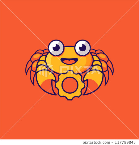 Cartoon Crab Mascot Logo for IT and Business Branding in a vector illustration 117789843