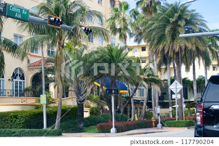 Partial view of Collins Avenue, in Miami Beach, Florida .USA 117790204