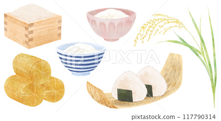 稻米插圖集靈感來自秋收與水彩觸感 117790314