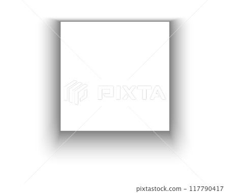 Square shadow effect from paper page or card, poster or banner, picture or packaging box for mockup design. Soft grey shade isolated on white background. Vector realistic illustration 117790417