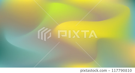 Abstract 3d shiny yellow and teal mesh gradient background. Bright luminous wavy vector digital blur watercolour illustration for technology web design, business banner 117790810
