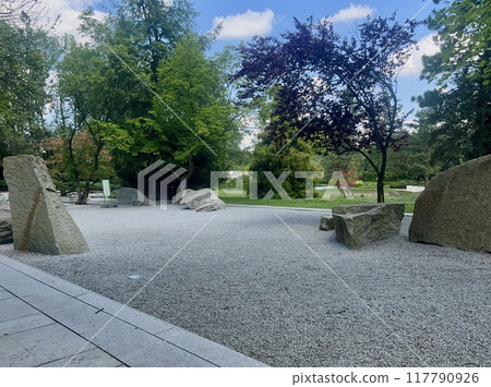 View of the Japanese park in Silesian park of Chorzow, Poland 117790926