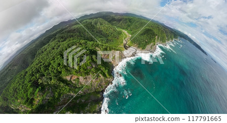 Aerial photo of Uonosu Cliffs in Iwate Prefecture taken with a 360-degree camera Aerial photo of Uonosu Cliffs in Iwate Prefecture taken with a 360-degree camera 117791665