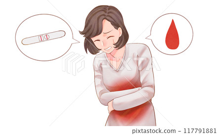 一名患有異常出血/化學流產的婦女的插圖 部落格大小 117791881