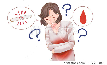 一名患有異常出血/化學流產的婦女的插圖 部落格大小 117791883