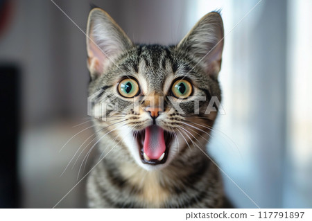 一隻表情驚訝的貓 一隻表情驚訝的貓 117791897