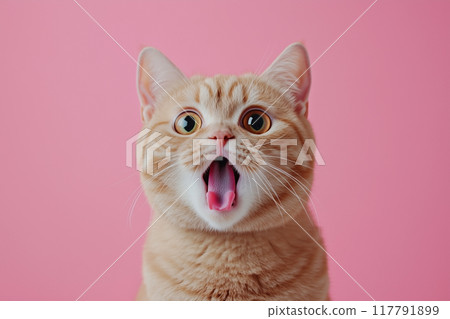 A cat with a surprised expression A cat with a surprised expression 117791899