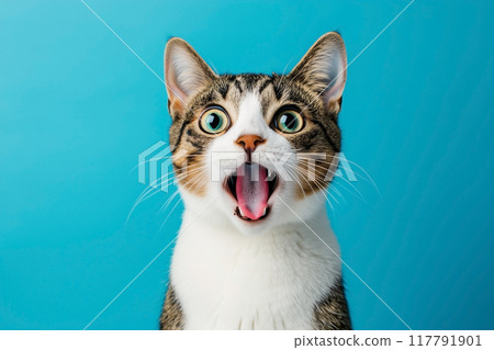 A cat with a surprised expression 117791901