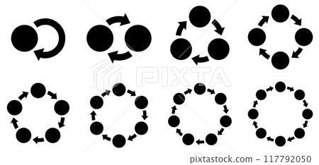 Vector illustration set of diagrams and arrows infographics representing different forms of circulation 117792050
