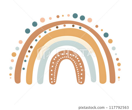 An adorable boho rainbow design in warm earth tones with dotted accents, ideal for adding a whimsical touch to different design projects. Suitable for a trendy and vibrant style An adorable boho rainbow design in warm earth tones with dotted accents, ideal for adding a whimsical touch to different design projects. Suitable for a trendy and vibrant style 117792563