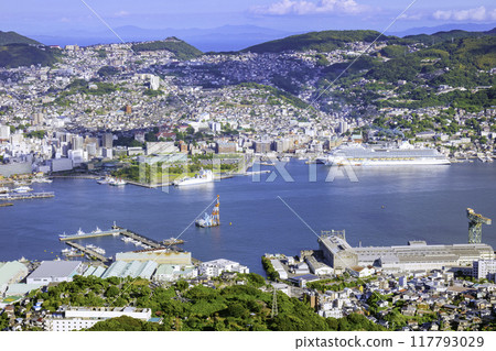 Nagasaki cityscape as seen from Mount Inasa (Nagasaki City, Nagasaki Prefecture) 117793029