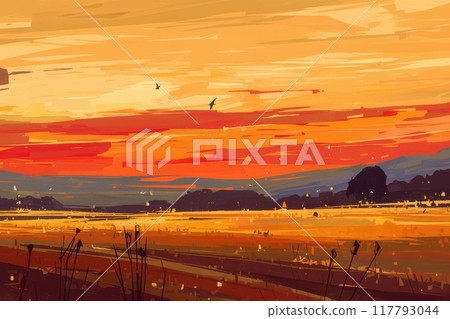 Japanese sunset scenery (sunset, sunrise, twilight, dusk) 117793044
