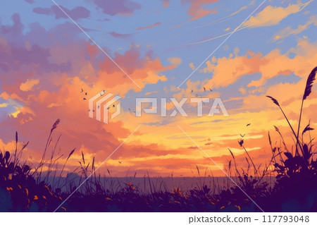 Japanese sunset scenery (sunset, sunrise, twilight, dusk) Japanese sunset scenery (sunset, sunrise, twilight, dusk) 117793048