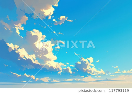 日本的藍天白雲（雲、天空、大自然、風景、天風、空氣） 117793119