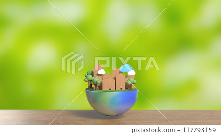 The house Building and tree on half planet for eco concept 3d rendering. The house Building and tree on half planet for eco concept 3d rendering. 117793159