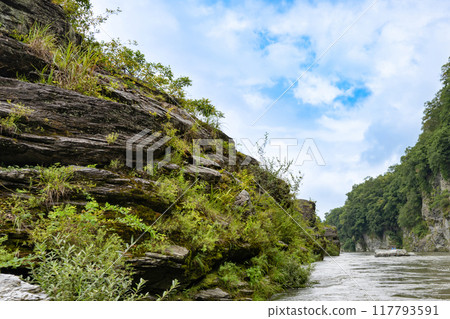 埼玉縣秩父郡長瀞町 長瀞線下坡(漲水時) 埼玉縣秩父郡長瀞町 長瀞線下坡(漲水時) 117793591