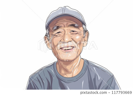 微笑的日本爺爺(祖父、祖父、退休、臨終、老人、老年、退休金) 微笑的日本爺爺(祖父、祖父、退休、臨終、老人、老年、退休金) 117793669