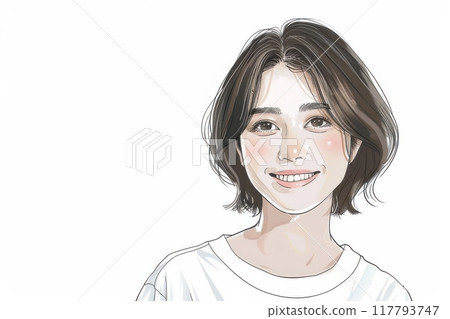 穿著白襯衫的微笑日本女性（肖像、圖標、透明度、模型、美女、媽媽） 117793747