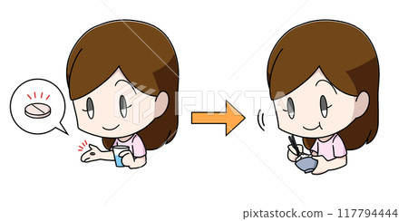 女人飯前吃藥插畫 117794444