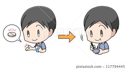 男人飯前吃藥的插圖 117794445