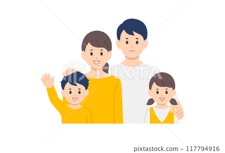 微笑的育兒家庭/家庭上半身套【人物向量圖素材】 117794916