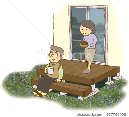 情侶在甲板上放鬆 117794996