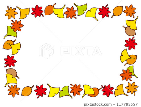 Autumn leaves frame (with outline) 117795557