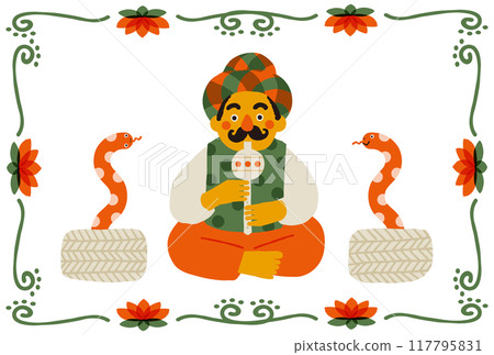 Comical snake charmer illustration 117795831