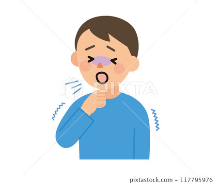 一個感冒咳嗽的男人的插圖 一個感冒咳嗽的男人的插圖 117795976