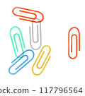 Hand-drawn illustration of colorful paper clips 117796564
