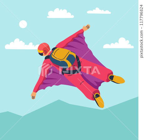 Wingsuit Flying Vector Illustration man 117796824