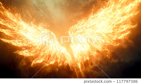 A beautiful image of burning, shining wings of fire A beautiful image of burning, shining wings of fire 117797386