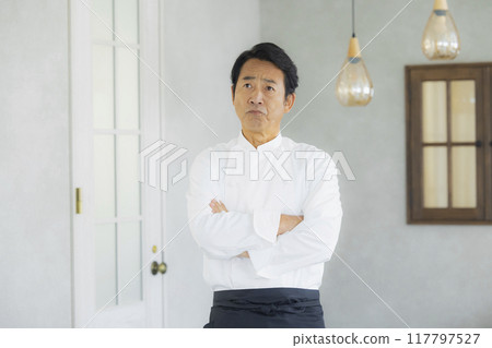 廚師做握拳動作 廚師做握拳動作 117797527