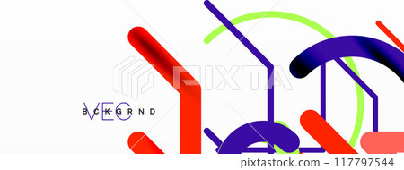 Abstract background. Circles and colorful round shape lines. Linear geometric minimal design Abstract background. Circles and colorful round shape lines. Linear geometric minimal design 117797544